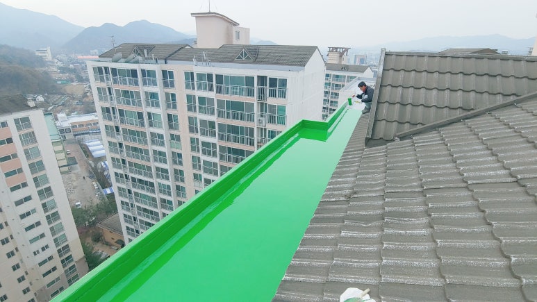 구미김천왜관칠곡방수업체(OO아파트 옥상 배수로 우레탄 방수)